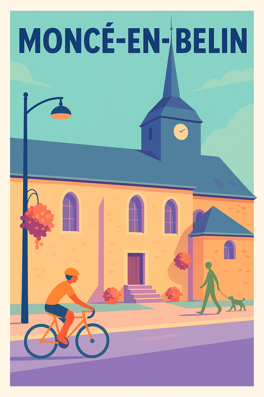 Affiche de Moncé-en-Belin - L'église au cœur de la vie paisible