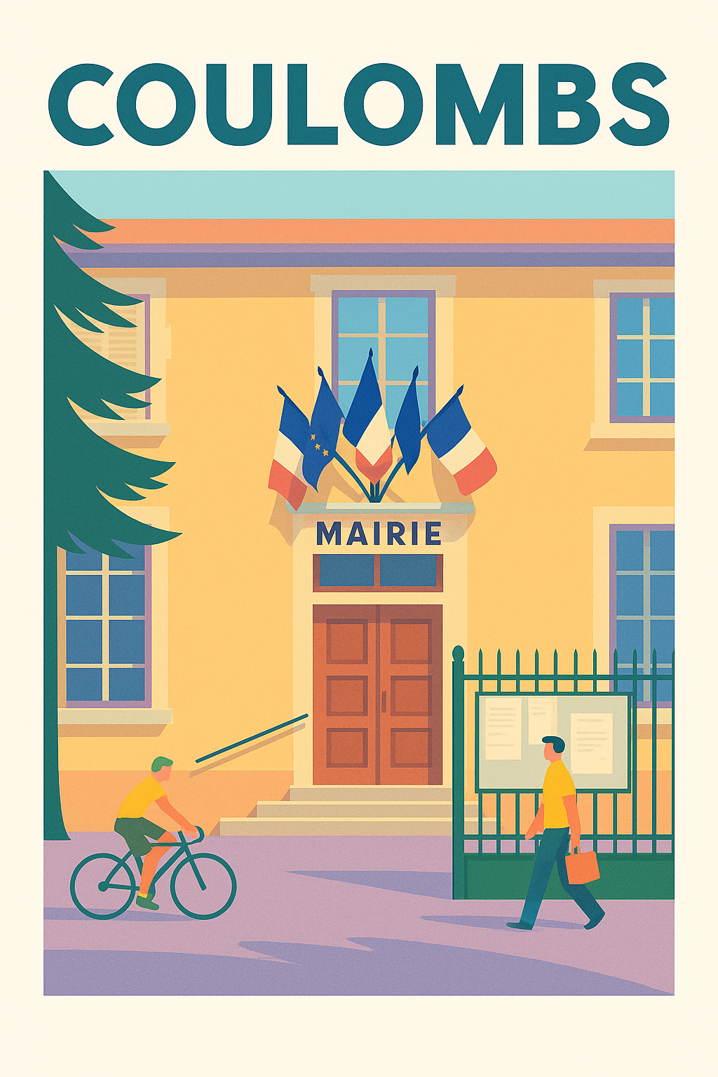 Affiche de Coulombs - Charme et vie locale autour de la Mairie