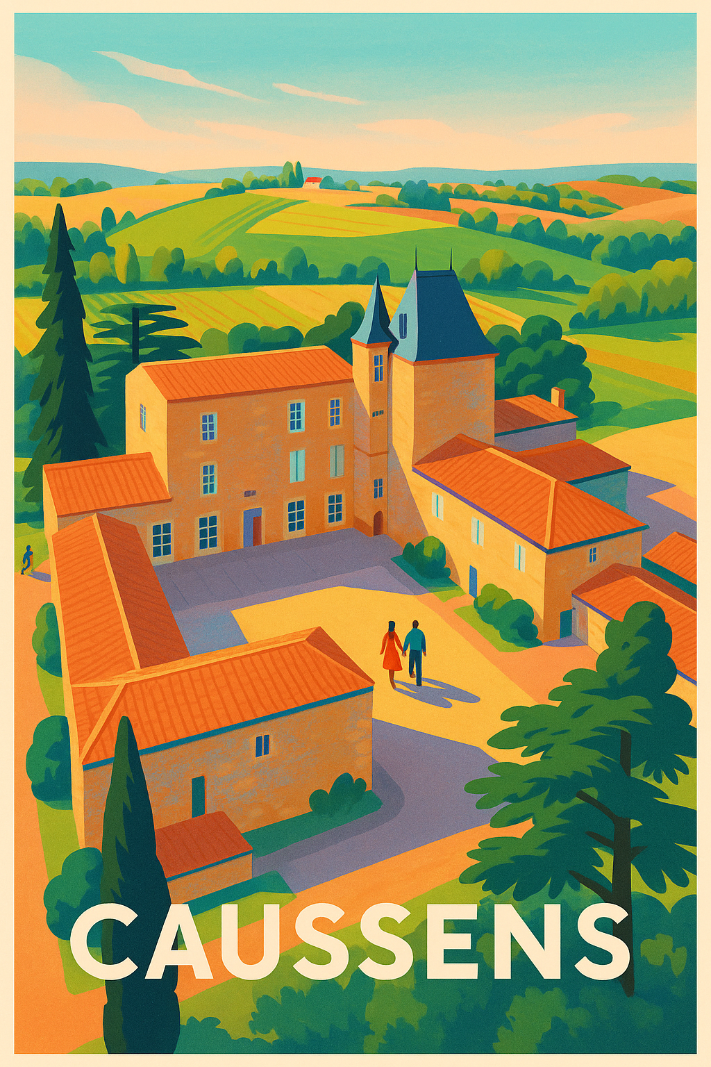 Affiche Caussens — Charme et sérénité au cœur de la campagne · poster d'art de Caussens