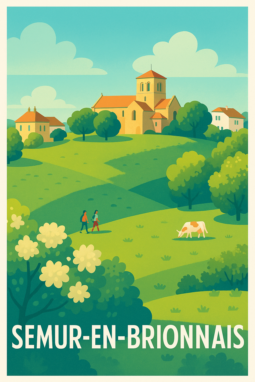 Affiche Semur-en-Brionnais — Charme bucolique et sérénité champêtre · poster d'art de Semur-en-Brionnais