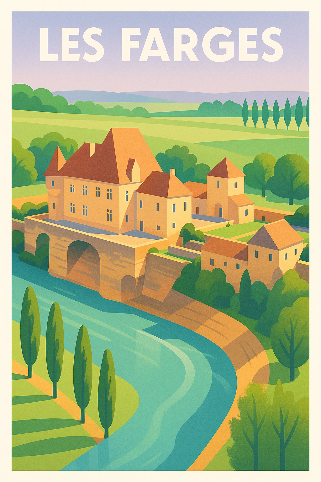 Affiche Les Farges — Élégance et charme du Périgord · poster d'art de Les Farges
