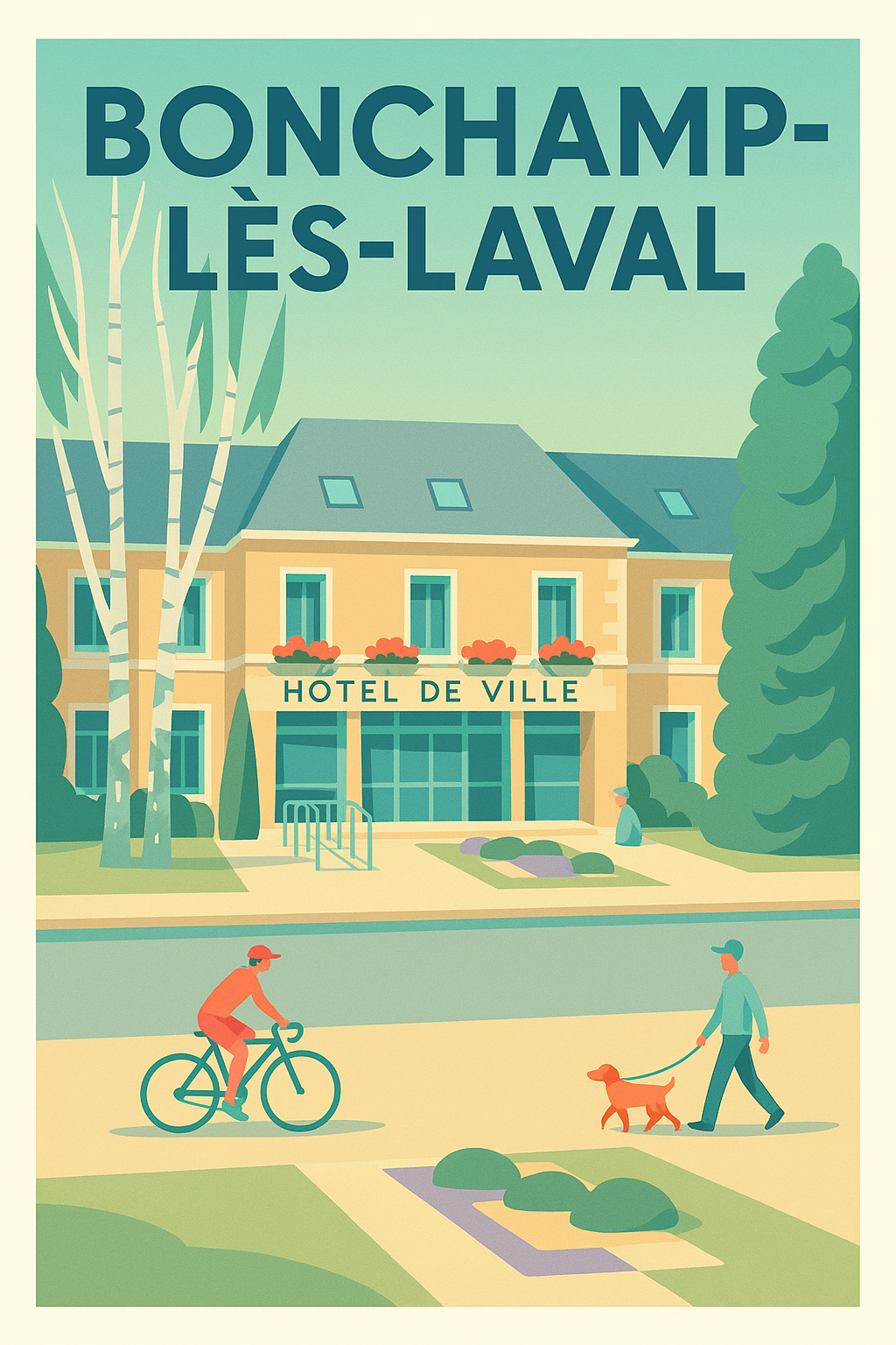 Affiche de Bonchamp-lès-Laval - L'élégance paisible de la mairie