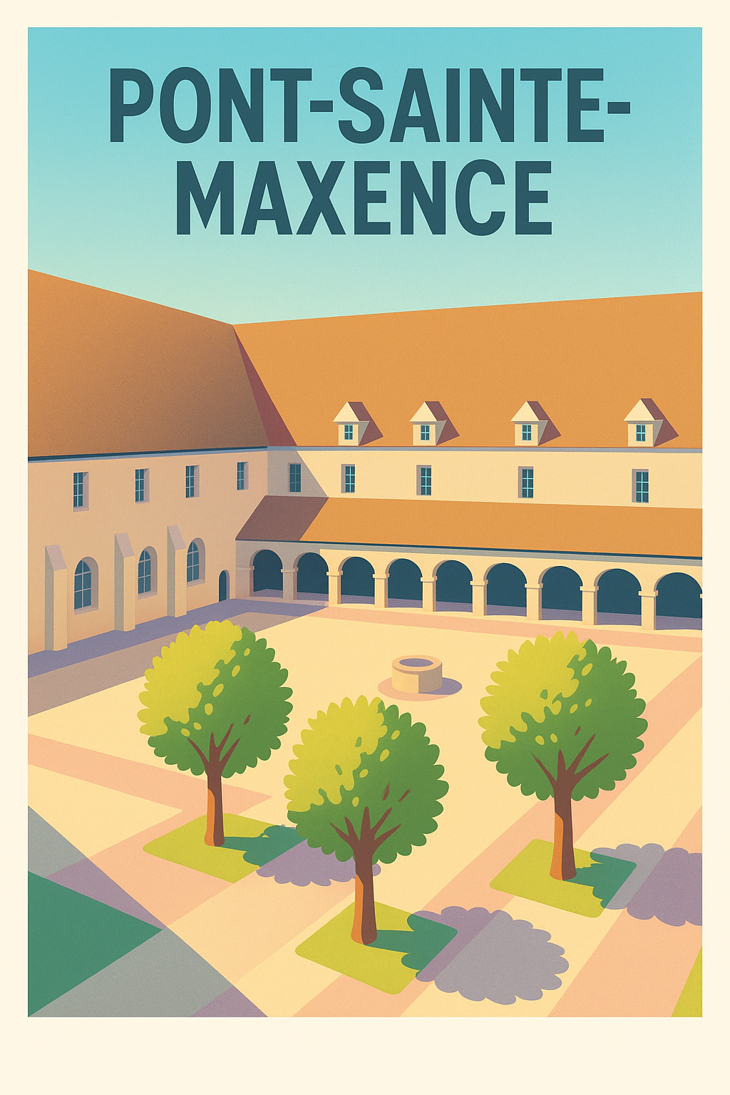 Affiche de Pont-Sainte-Maxence - Harmonie architecturale et douceur estivale