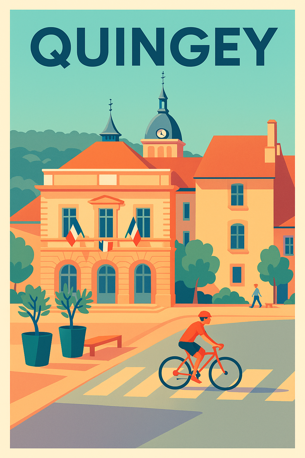 Affiche de Quingey - Charme et tranquillité en illustration rétro