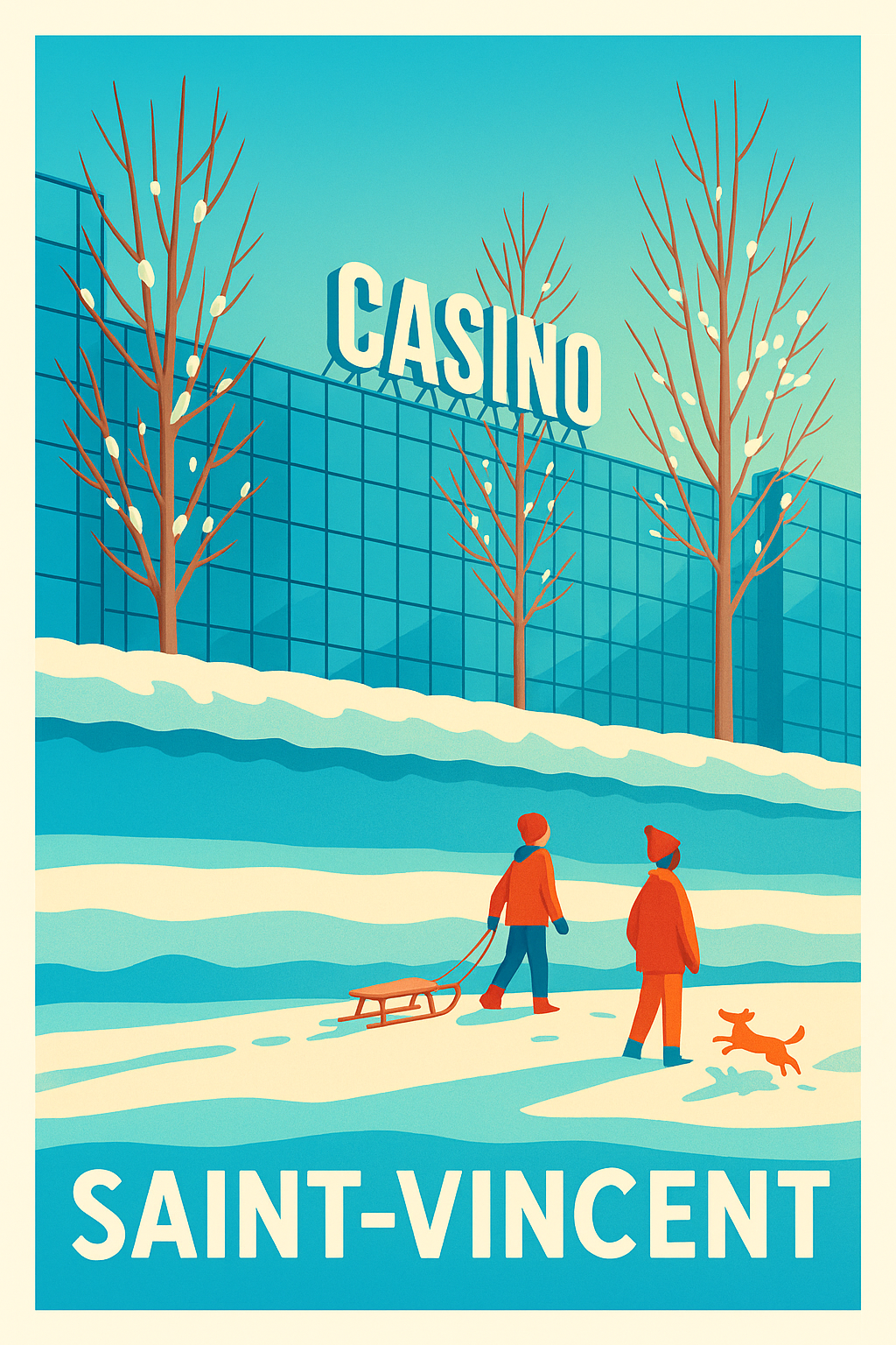Affiche Saint-Vincent — Ambiance hivernale au Casino · poster d'art de Saint-Vincent
