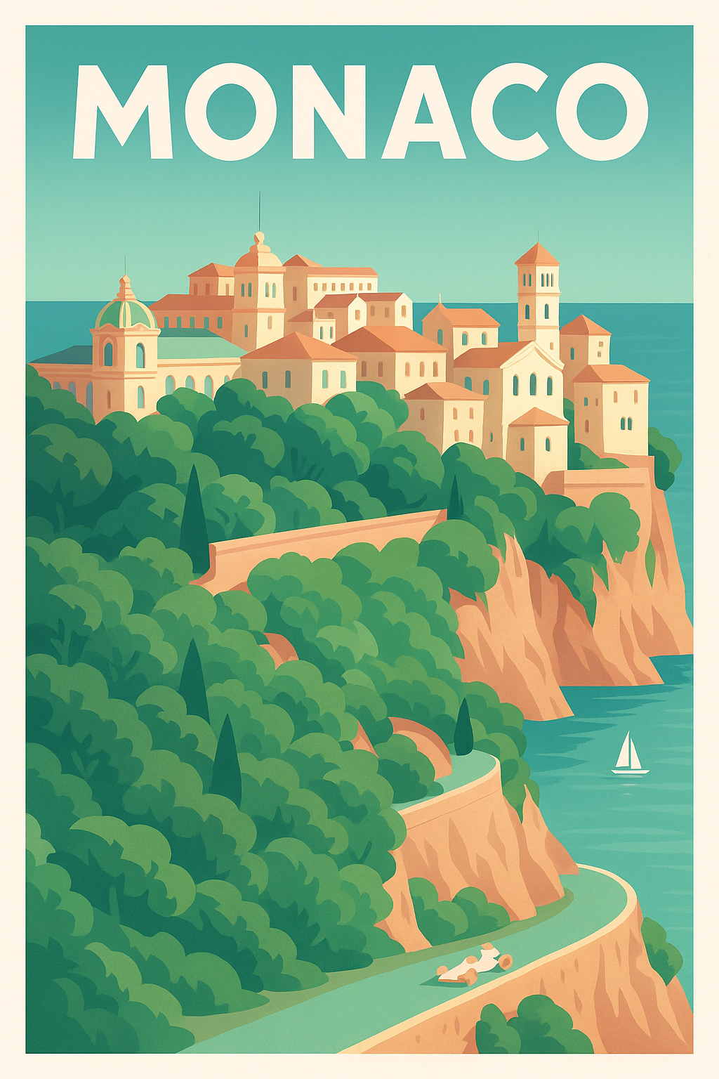 Affiche de Monaco - Échappée Belle en Bord de Mer