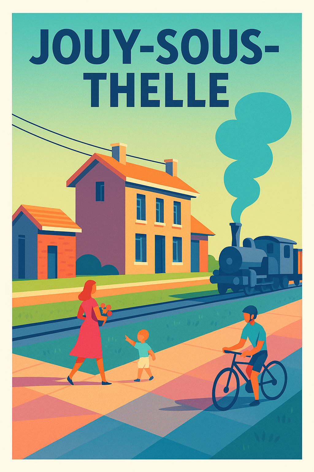 Affiche de Jouy-sous-Thelle - Charme et douceur d'un village au bord du rail