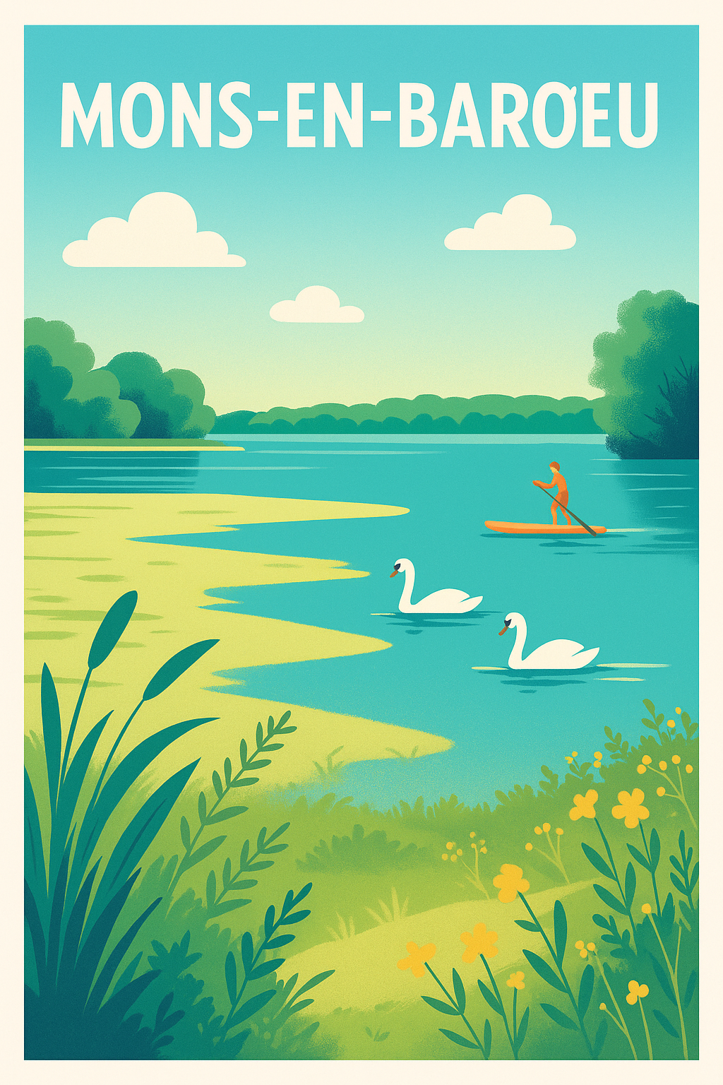 Affiche Mons-en-Barœul — Évasion nature au fil de l'eau · poster d'art de Mons-en-Barœul
