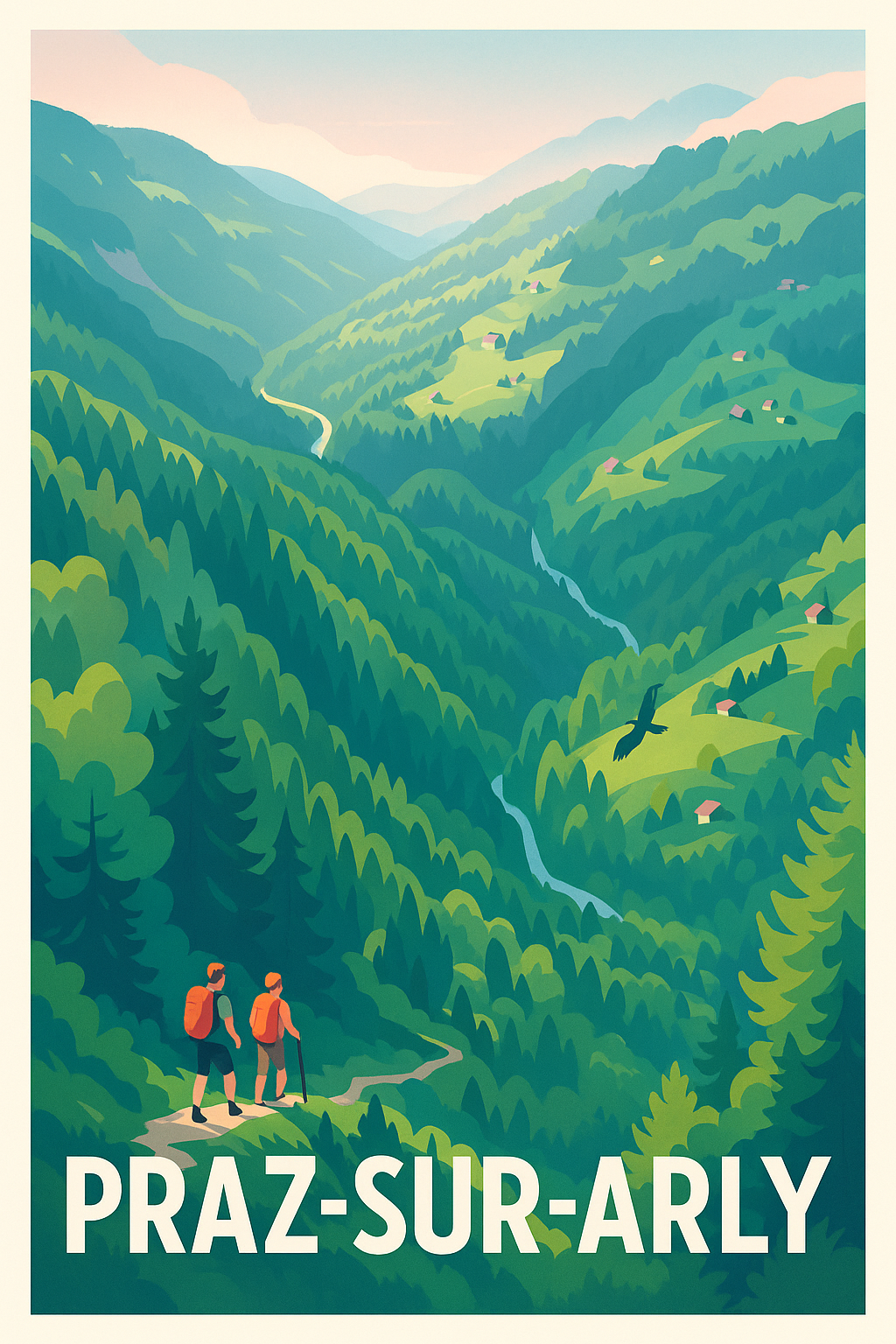 Affiche Praz-sur-Arly — Évasion et nature à l'état pur · poster d'art de Praz-sur-Arly