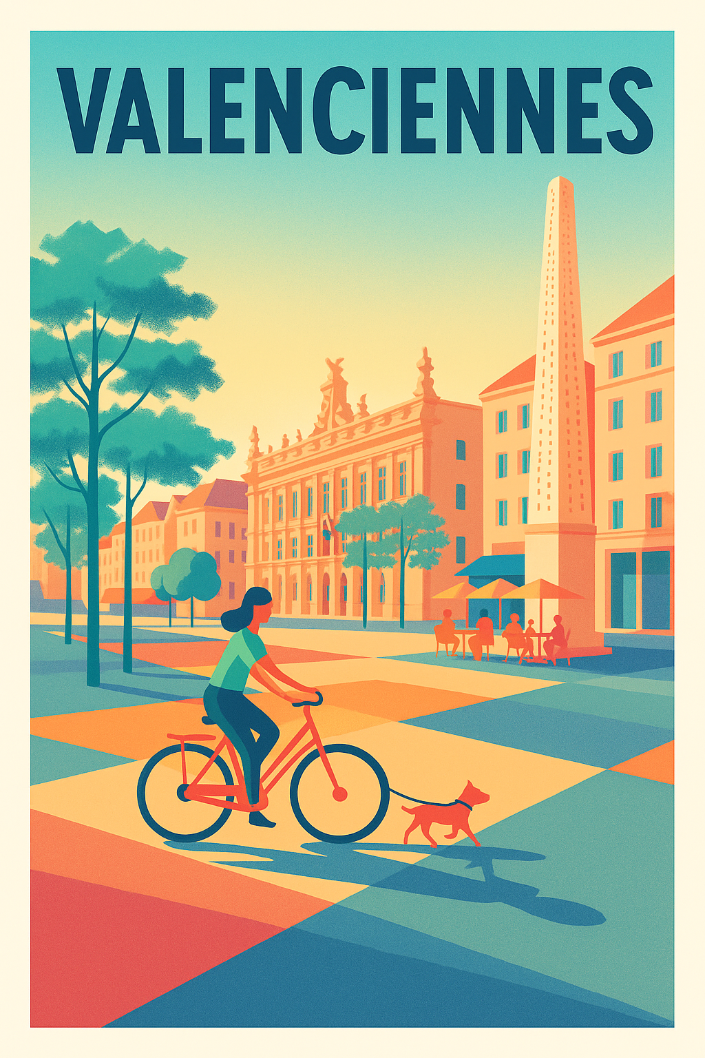 Affiche Valenciennes — Balade ensoleillée au cœur de la ville · poster d'art de Valenciennes