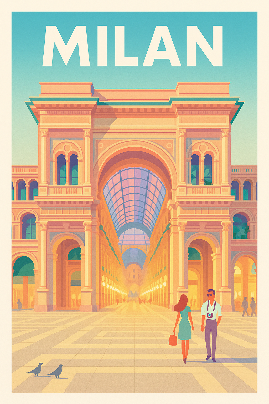 Affiche de Milan - Promenade sous la Galerie Vittorio Emanuele II