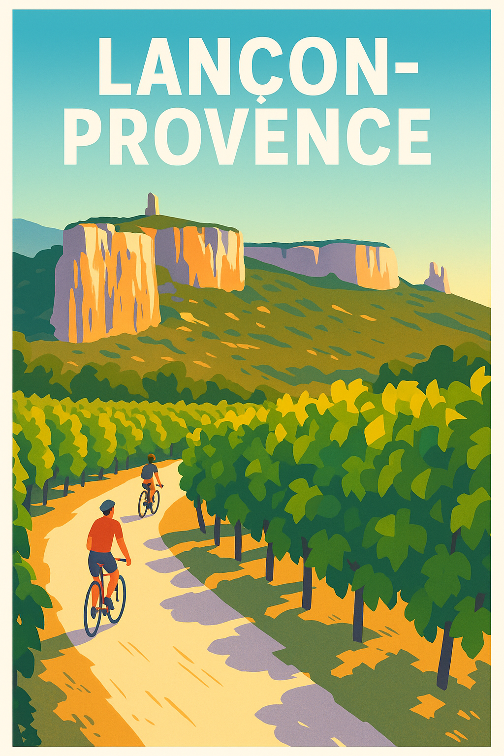 Affiche de Lançon-Provence - Promenade à vélo entre vignes et falaises