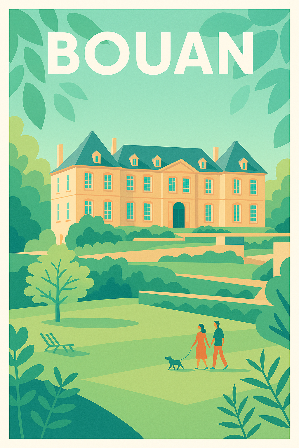 Affiche Bouan — Promenade paisible au cœur du domaine · poster d'art de Bouan
