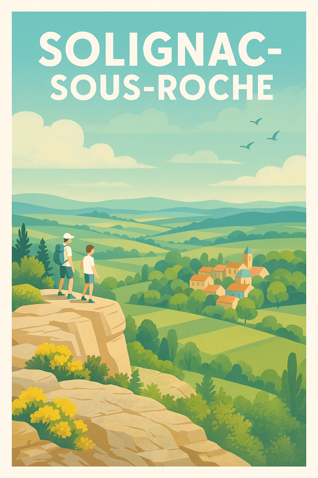 Affiche Solignac-sous-Roche — Évasion nature et panoramas d'exception · poster d'art de Solignac-sous-Roche