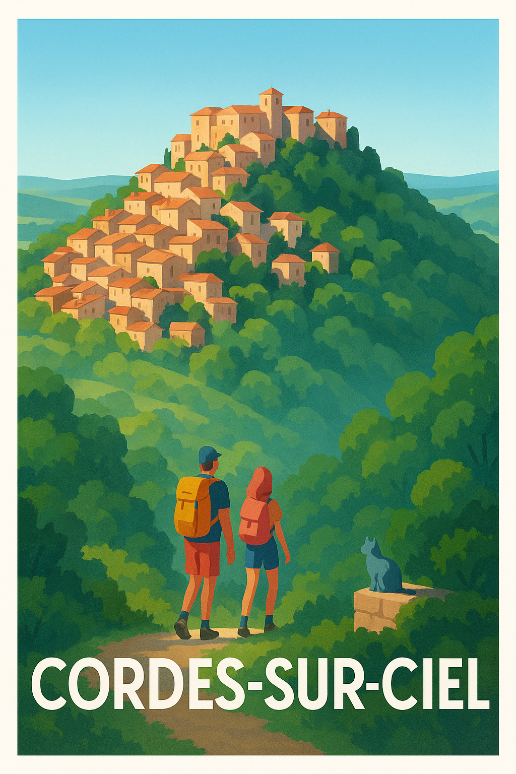 Affiche Cordes-sur-Ciel — Voyage au sommet d'un village perché · poster d'art de Cordes-sur-Ciel