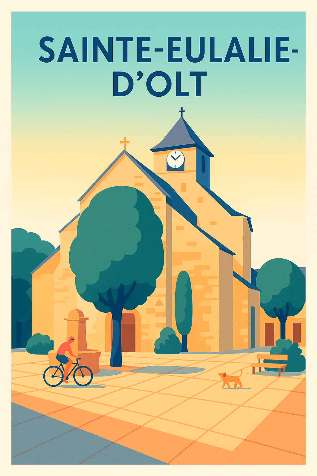 Affiche de Sainte-Eulalie-d'Olt - Charme et sérénité au cœur du village