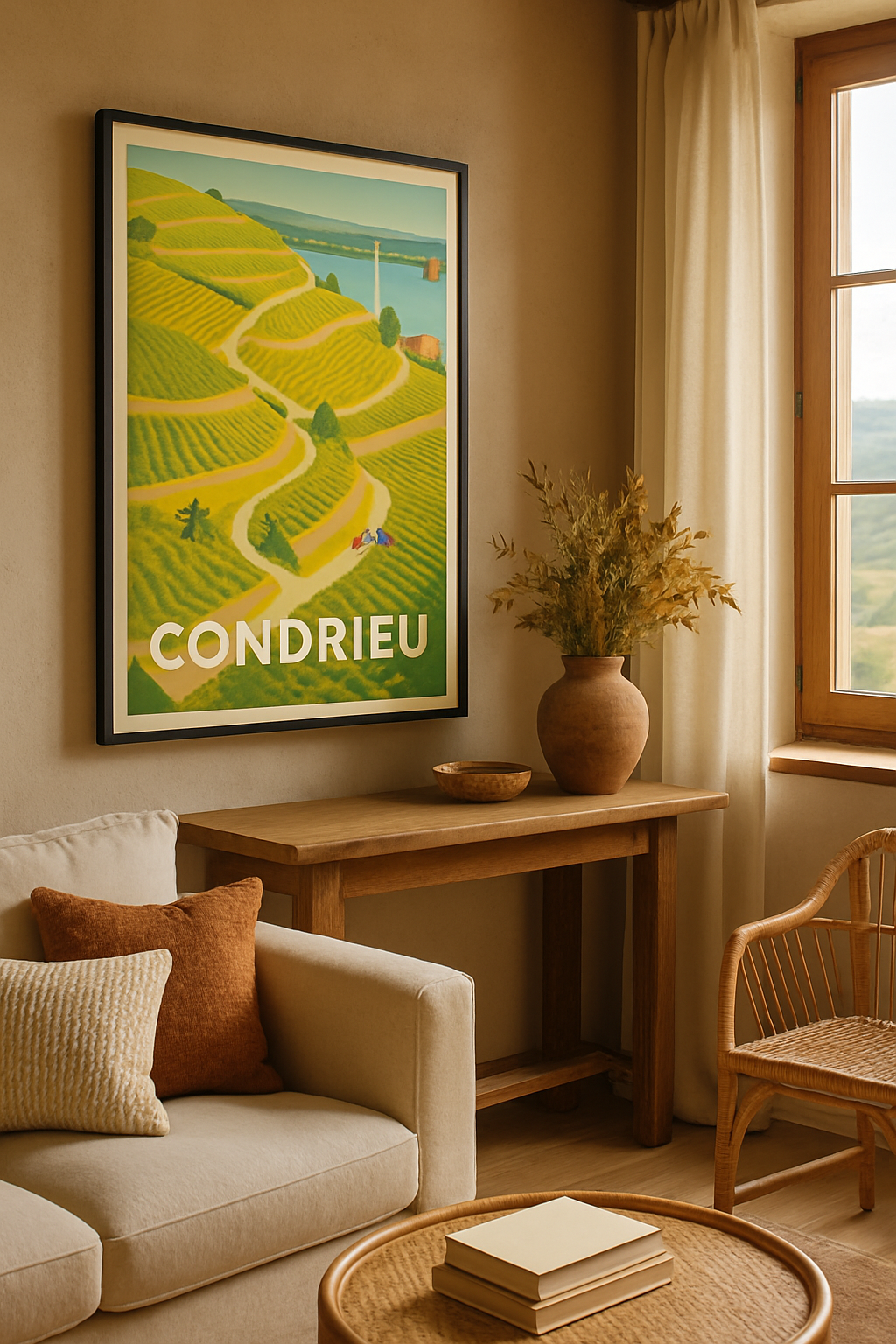 Mise en situation Affiche de Condrieu - Douceur et lumière entre vignes et Rhône