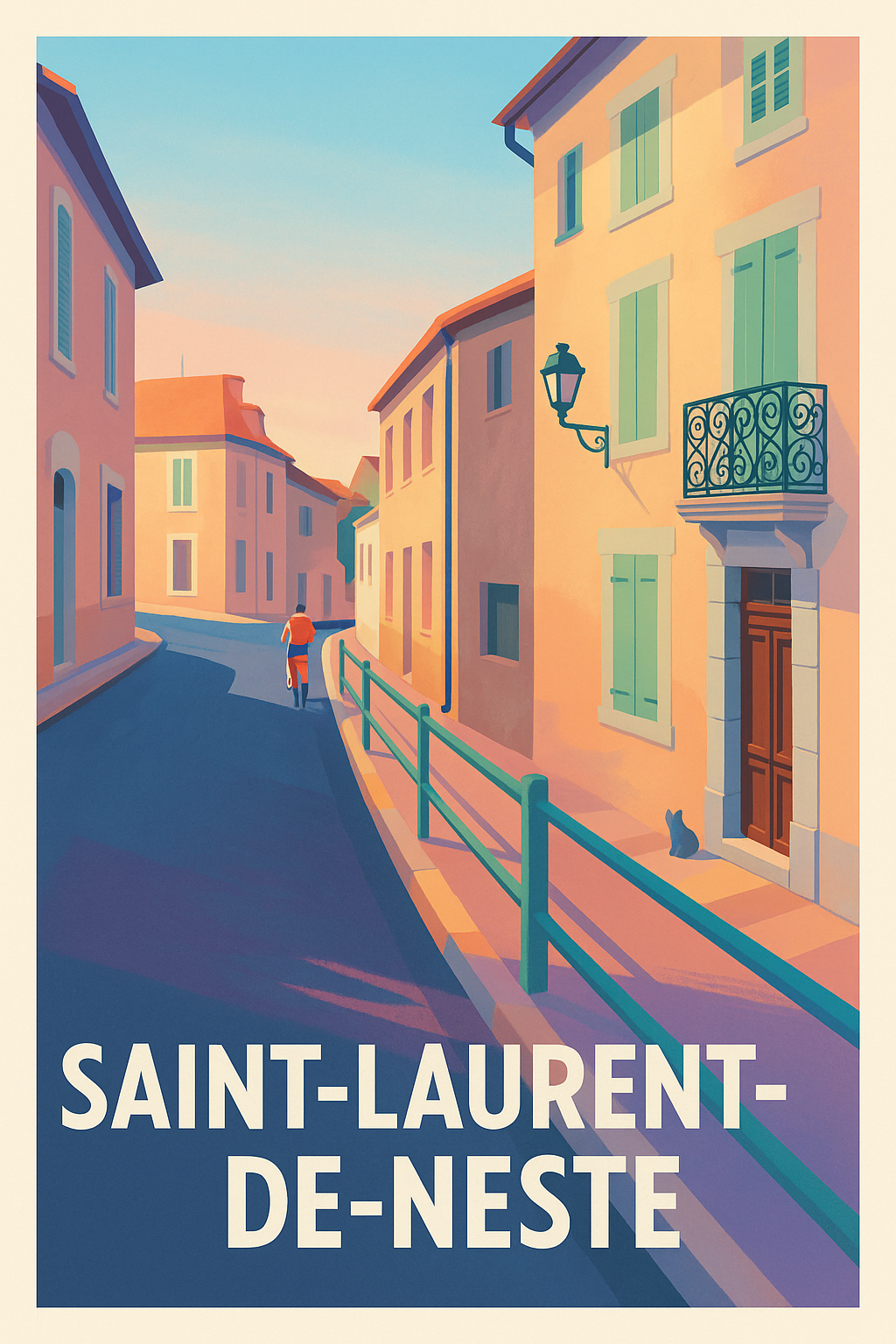 Affiche de Saint-Laurent-de-Neste - Charme lumineux d'une ruelle paisible