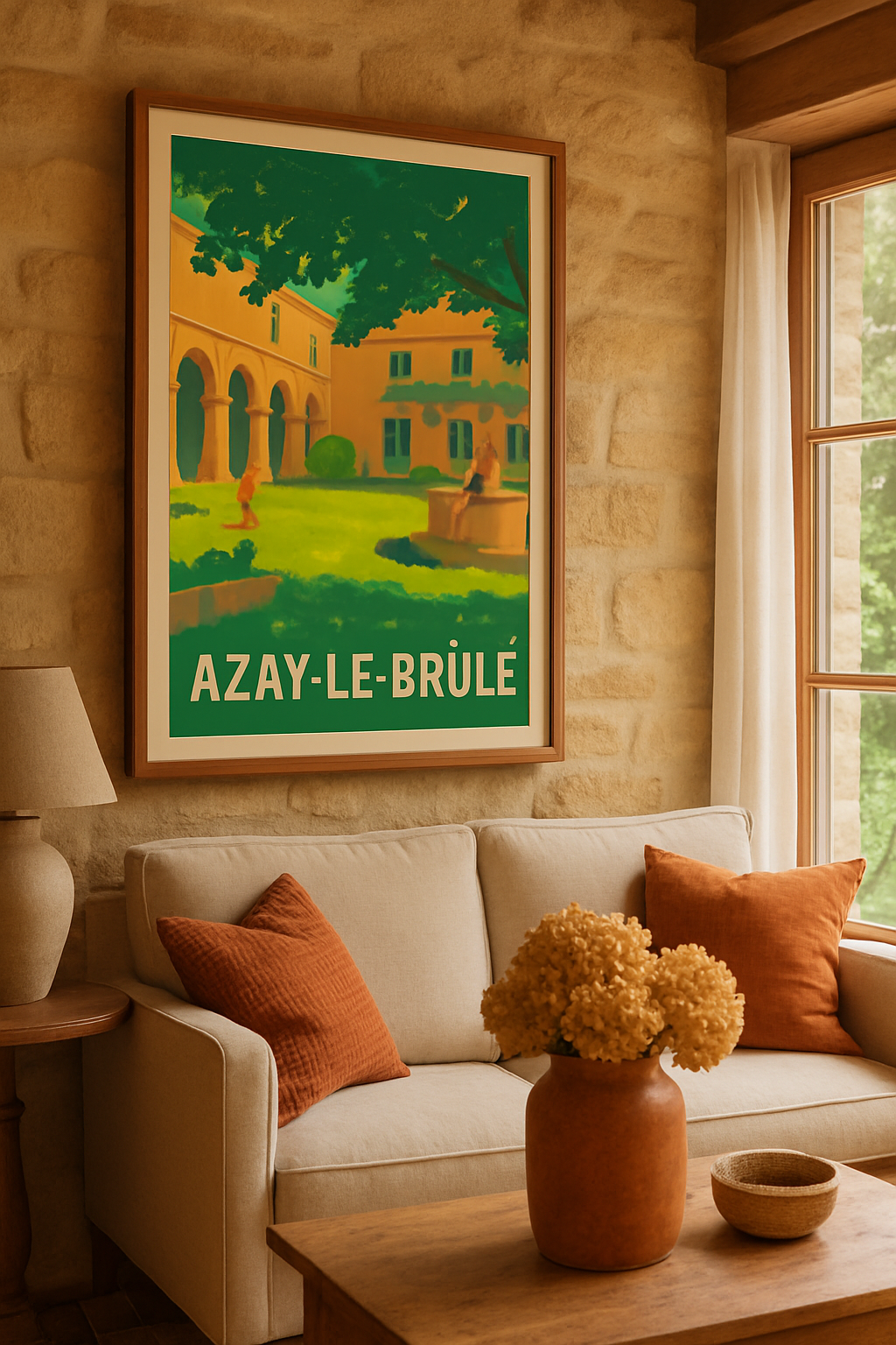 Deux-Sèvres France Affiche de Azay-le-Brûlé - Charme bucolique et douceur d'été