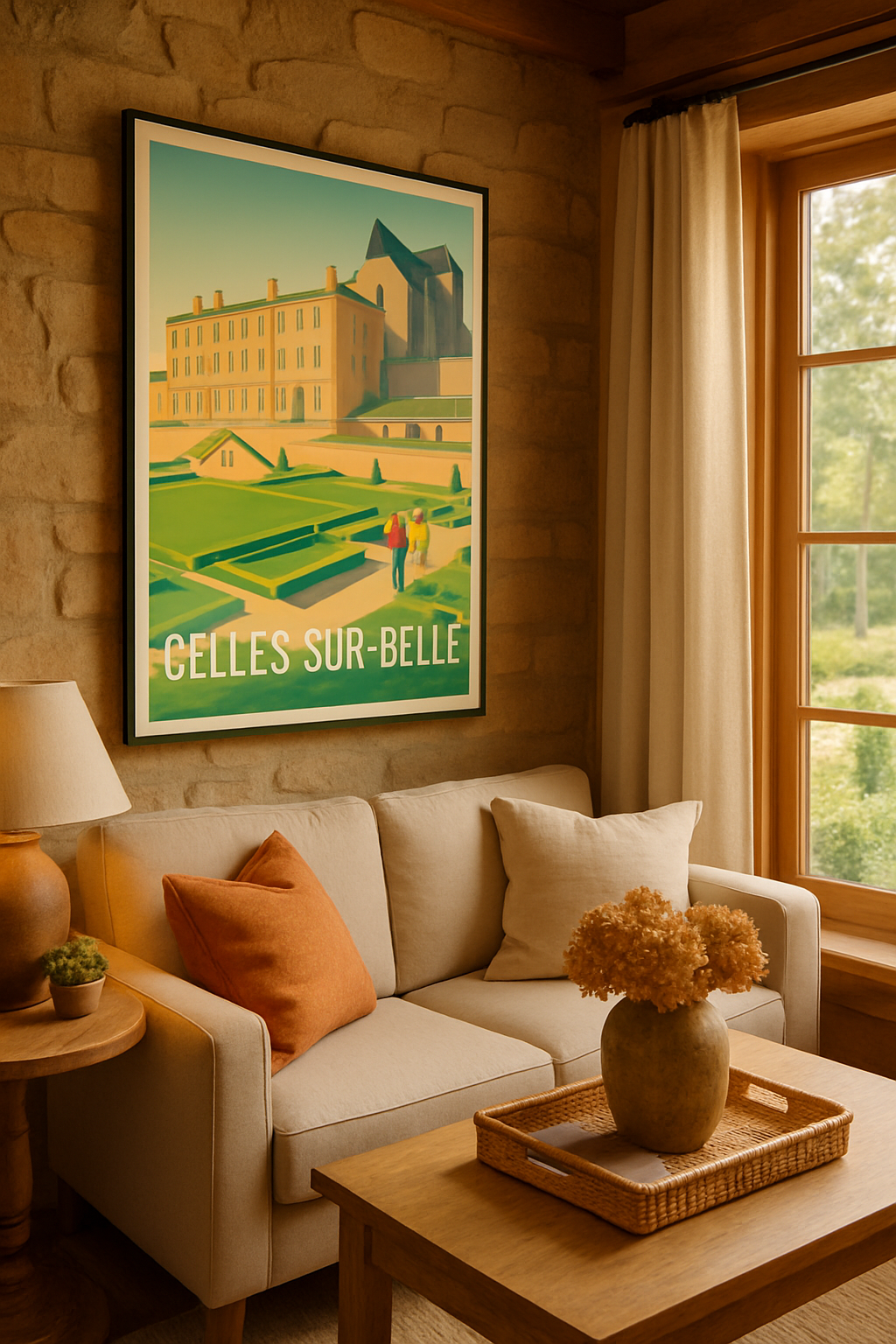 Deux-Sèvres France Affiche de Celles-sur-Belle - Élégance et Sérénité au Château