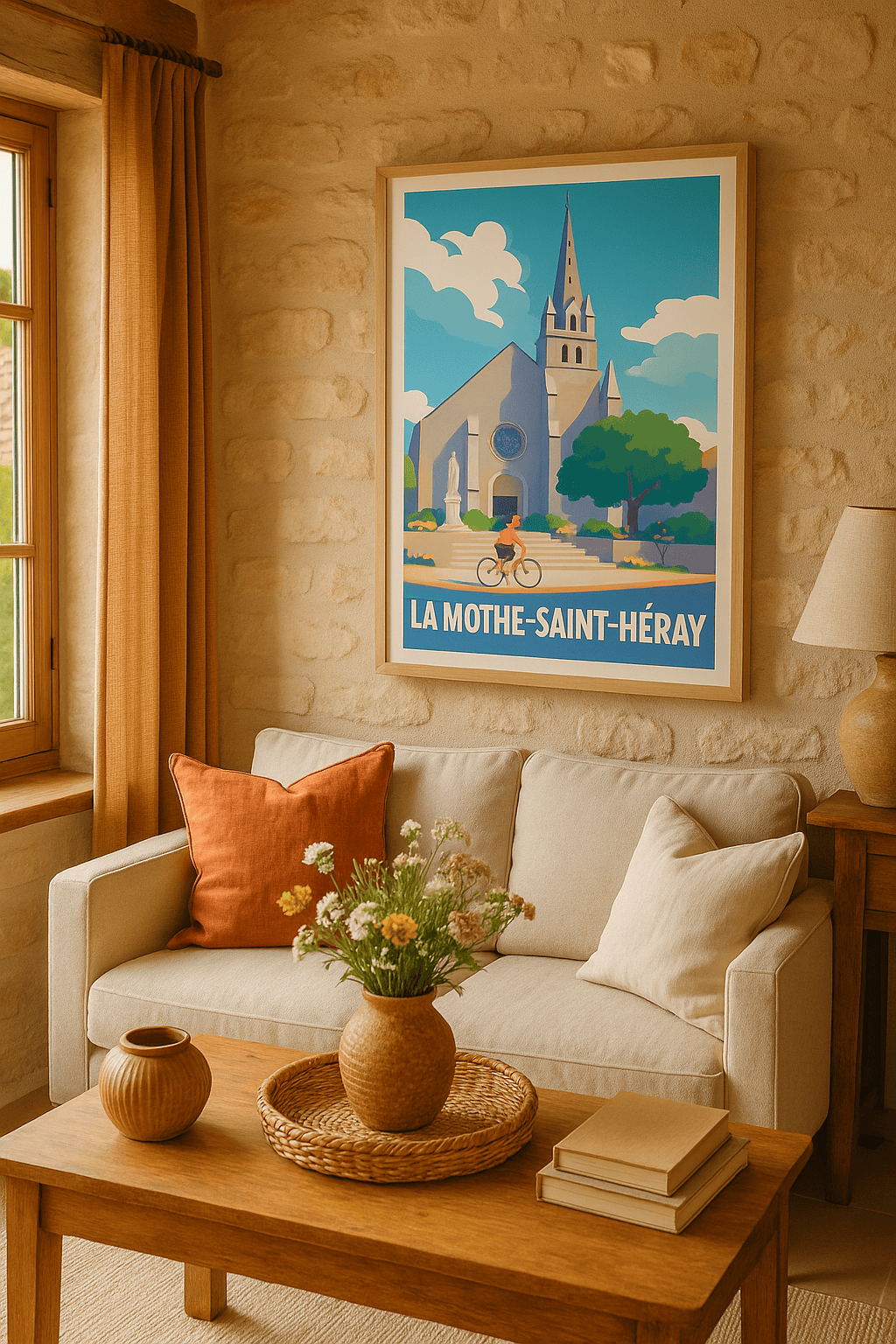 Deux-Sèvres France Affiche de La Mothe-Saint-Héray - Charme et sérénité en pleine lumière