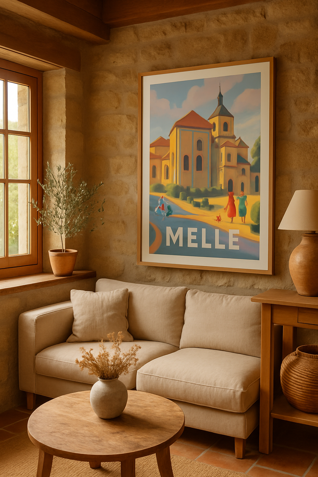 Deux-Sèvres France Affiche de Melle - Harmonie architecturale et douceur de vivre