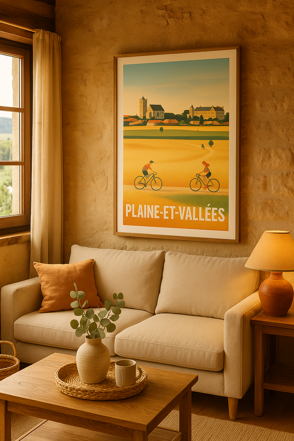 Affiche Plaine-et-Vallées — Douceur de vivre à vélo · poster d'art de Plaine-et-Vallées