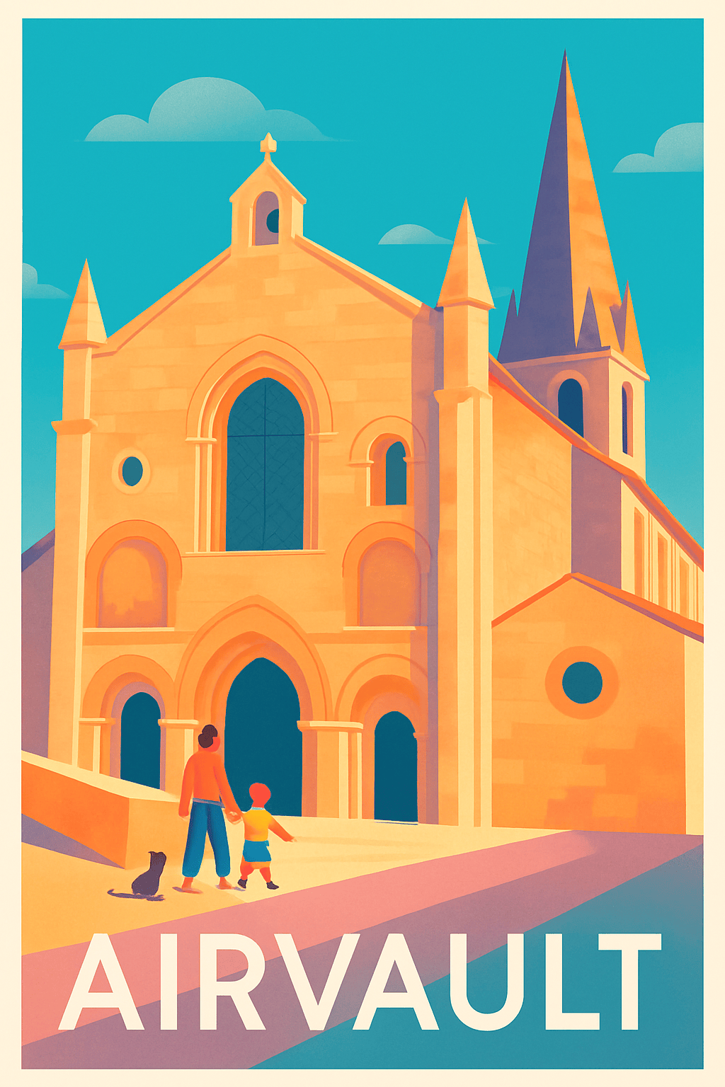 Deux-Sèvres France Pas de Cadre / 20 × 30cm Affiche de Airvault - L’éclat intemporel de l’abbaye