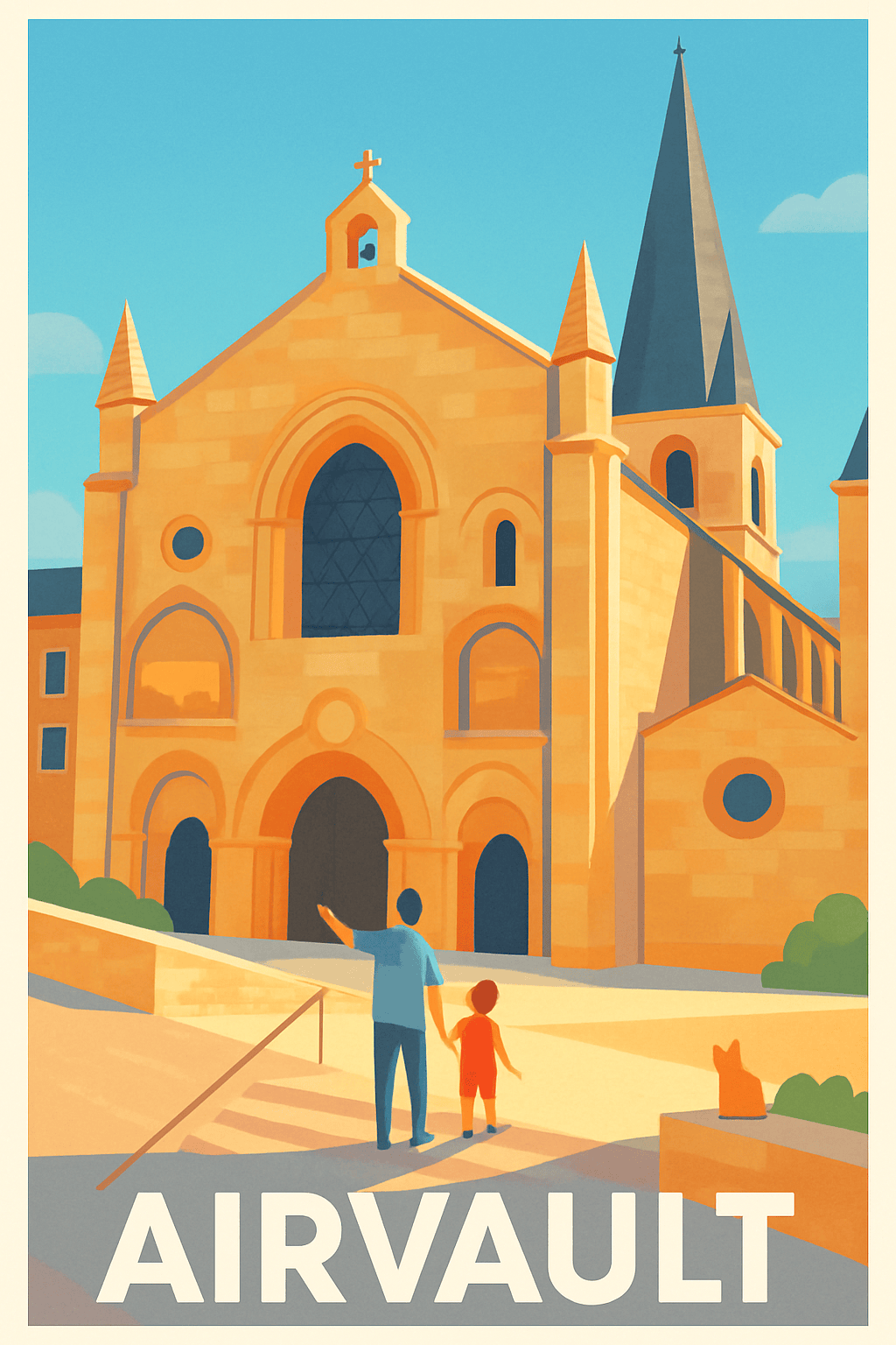 Deux-Sèvres France Pas de Cadre / 20 × 30cm Affiche de Airvault - Lumières dorées et patrimoine historique
