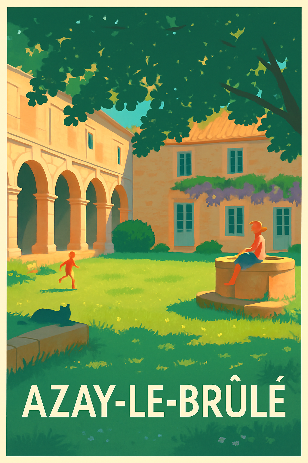Deux-Sèvres France Pas de Cadre / 20 × 30cm Affiche de Azay-le-Brûlé - Charme bucolique et douceur d'été