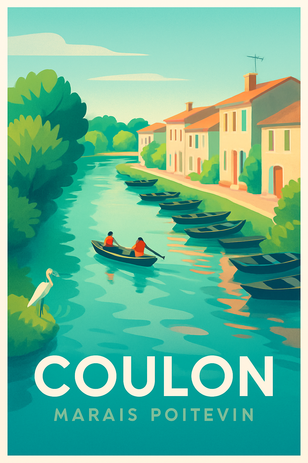 Deux-Sèvres France Pas de Cadre / 20 × 30cm Affiche de Coulon - Sérénité au cœur du Marais Poitevin