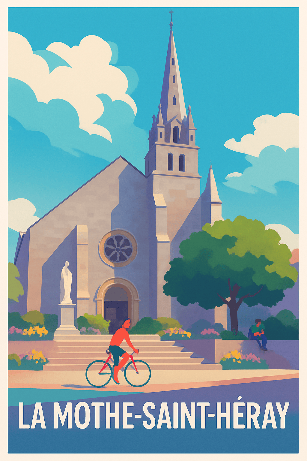 Deux-Sèvres France Pas de Cadre / 20 × 30cm Affiche de La Mothe-Saint-Héray - Charme et sérénité en pleine lumière
