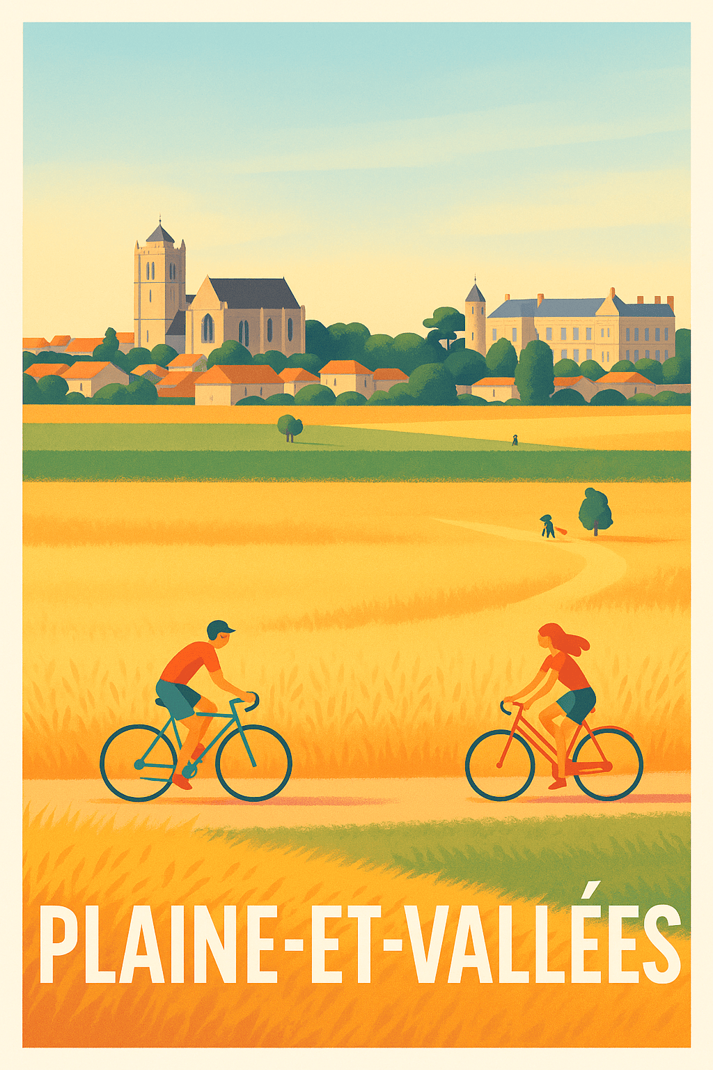 Affiche Plaine-et-Vallées — Douceur de vivre à vélo · poster d'art de Plaine-et-Vallées