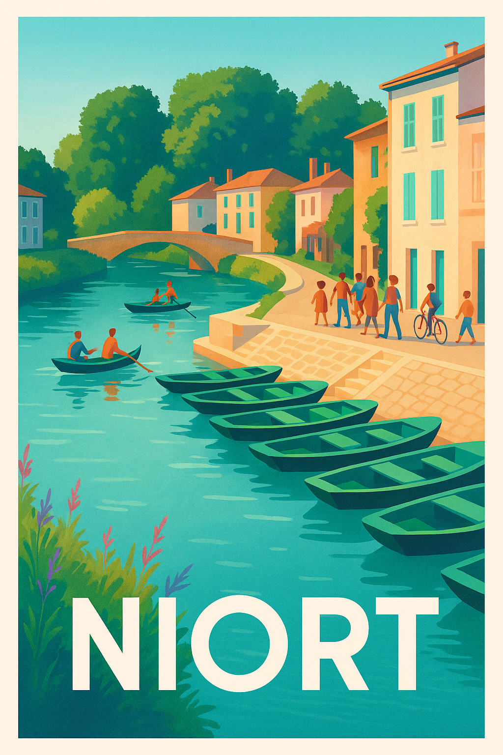 Affiche Niort — Charme et sérénité au fil de l'eau · poster d'art de Niort