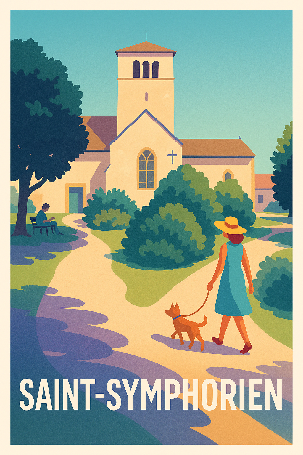 Affiche Saint-Symphorien — Promenade paisible au cœur du village · poster d'art de Saint-Symphorien