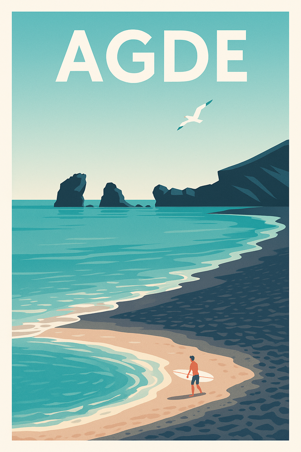 Affiche de Agde - Le charme naturel de la plage et de ses rochers
