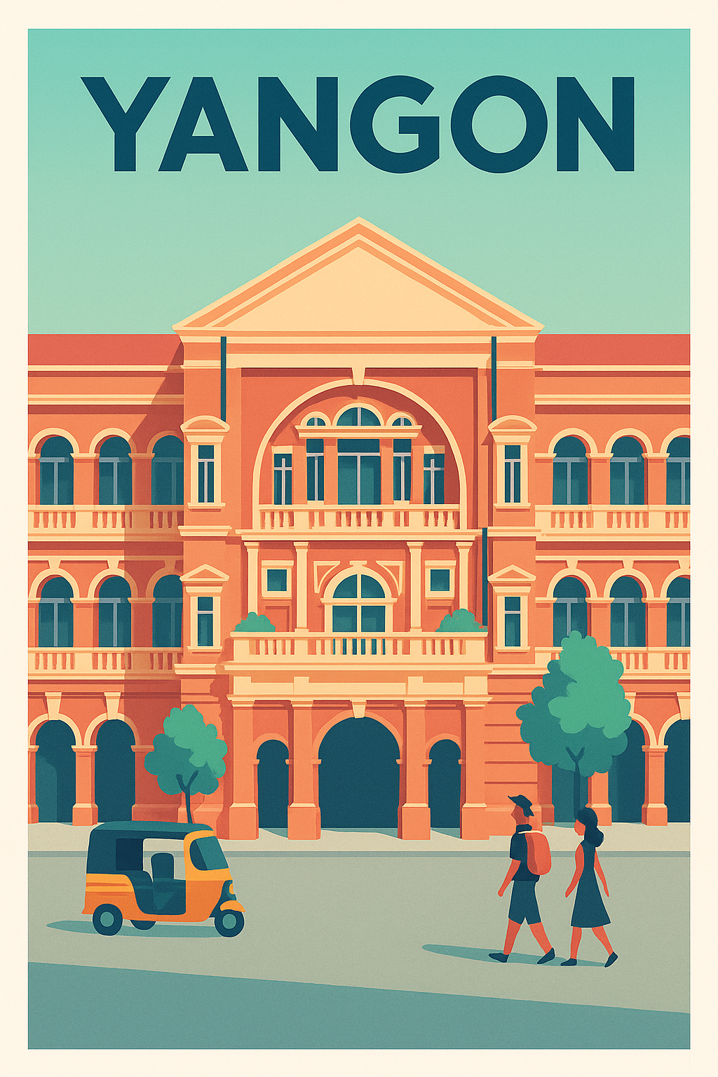 Affiche de Yangon - Charme colonial et douceur de vivre