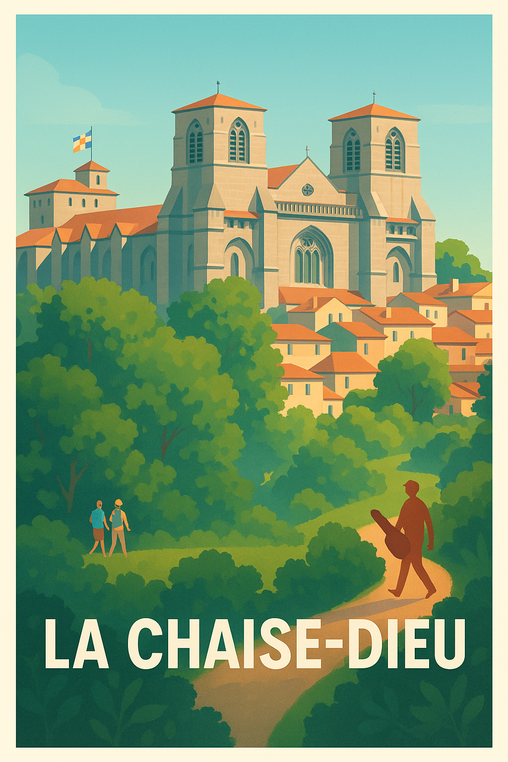 Affiche La Chaise-Dieu — Un joyau architectural au cœur de la nature · poster d'art de La Chaise-Dieu