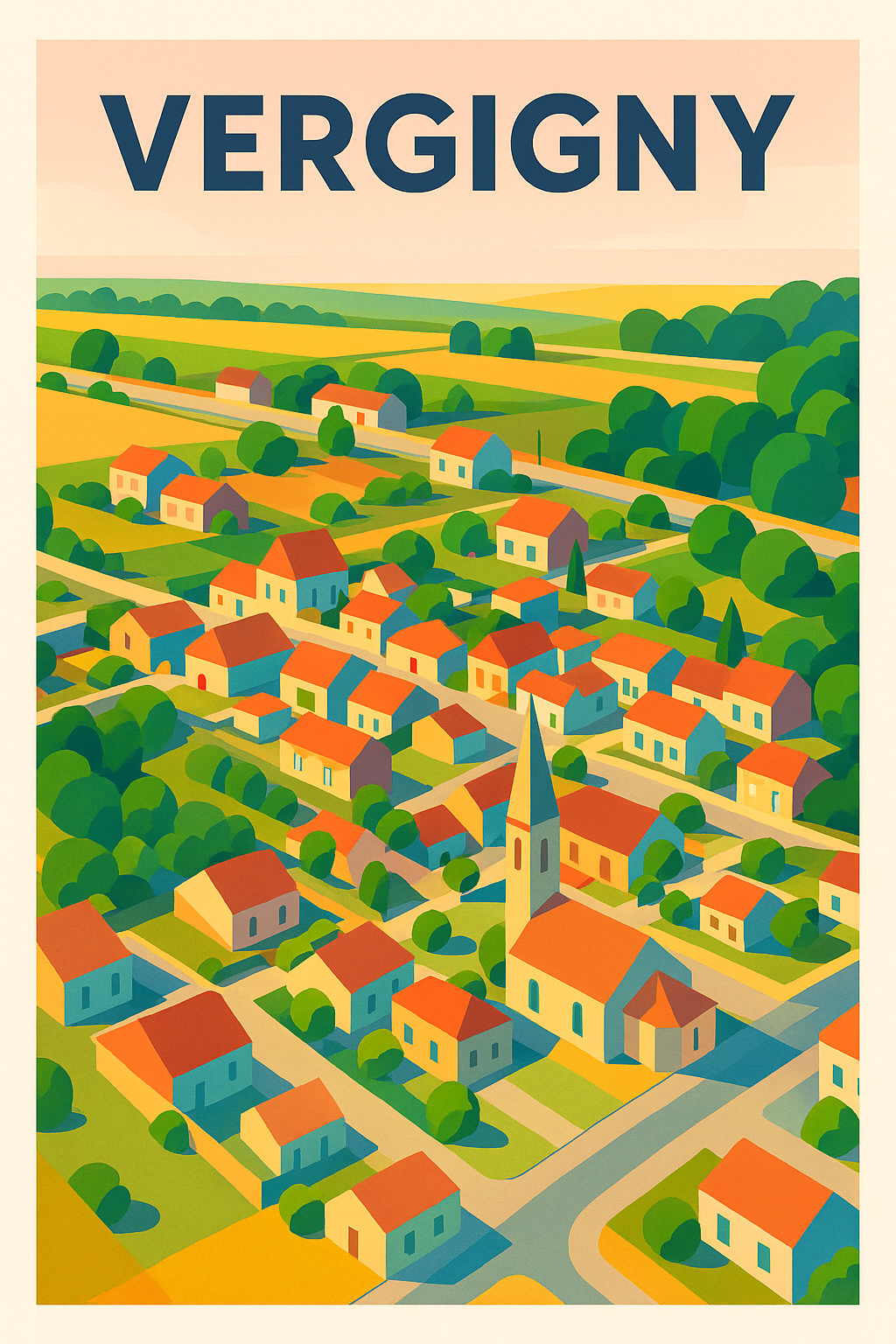 Affiche de Vergigny - Charme rural et couleurs éclatantes