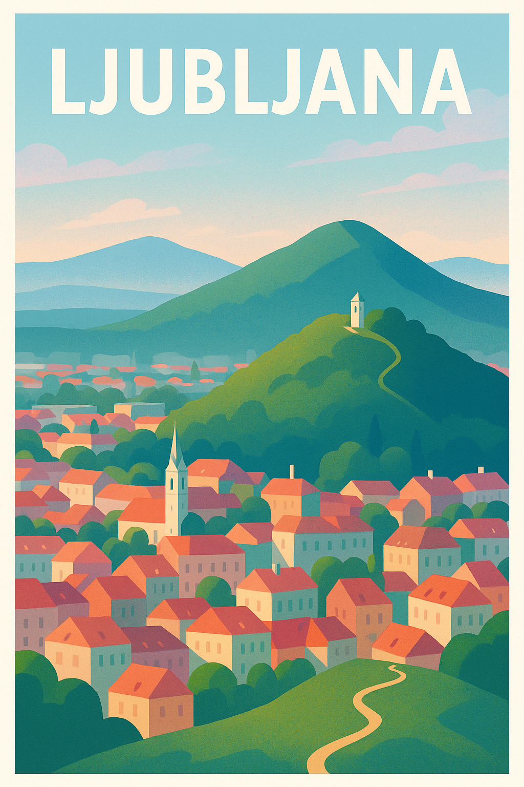 Affiche de Ljubljana - Harmonie paisible au cœur des collines slovènes