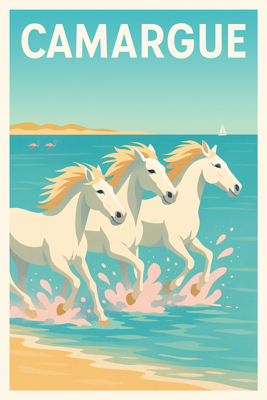 Affiche de Camargue - L'élégance sauvage des chevaux blancs