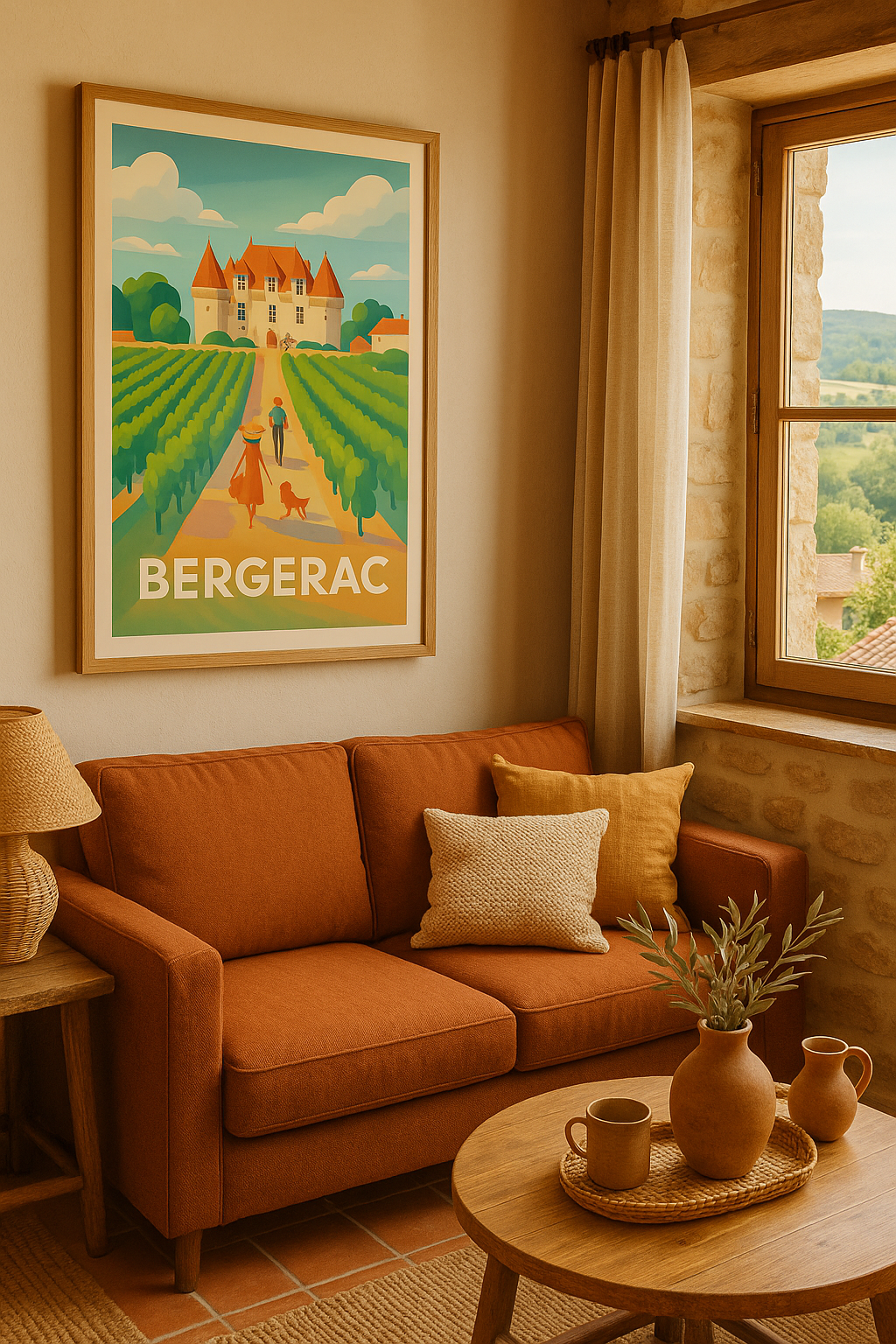 Dordogne France Affiche de Bergerac - L'élégance au cœur des vignobles