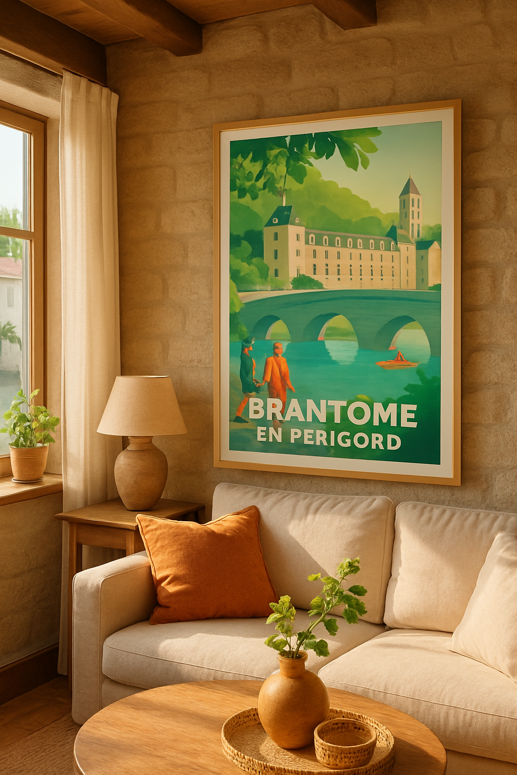 Dordogne France Affiche de Brantôme - L'élégance au fil de l'eau en Périgord