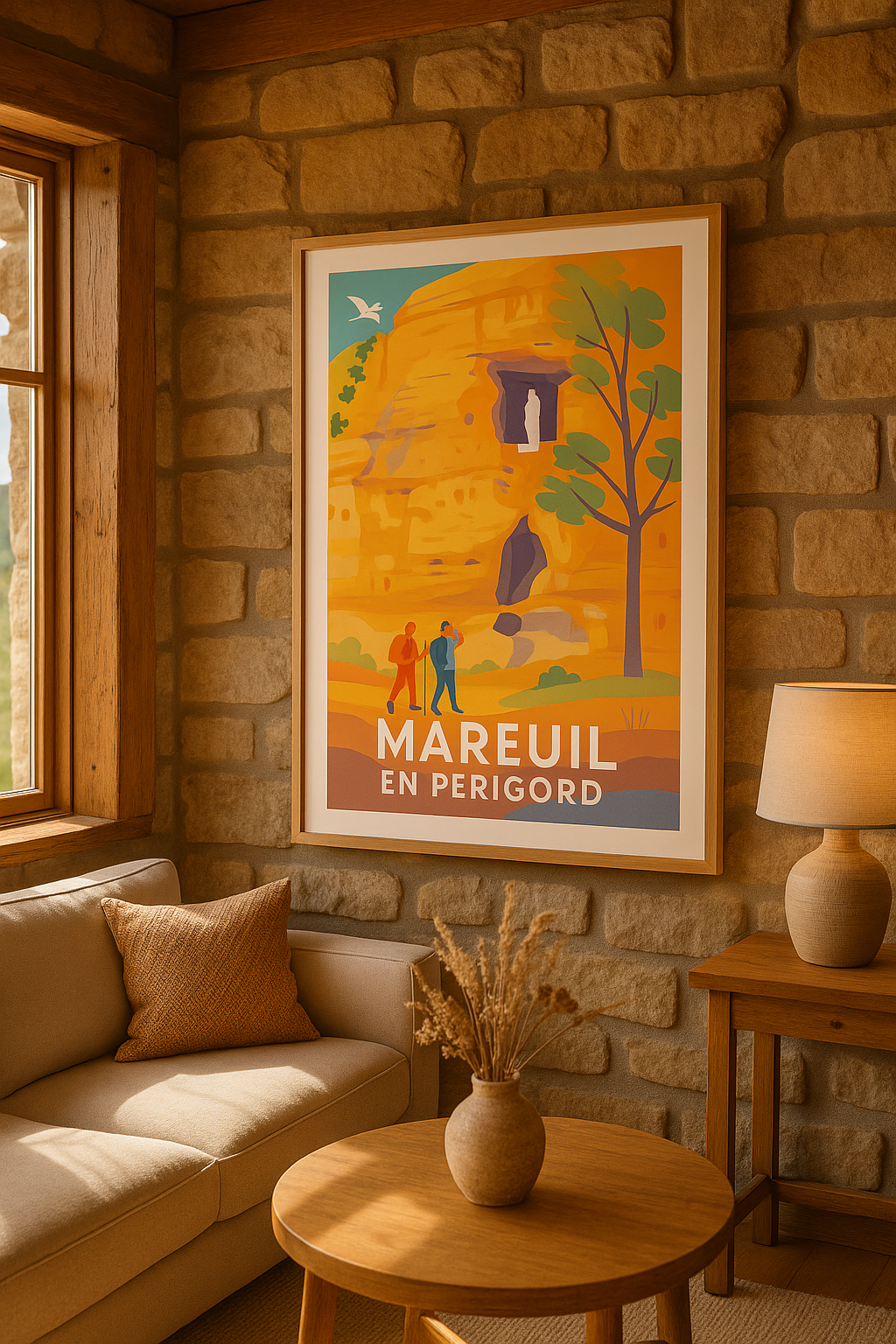 Affiche Mareuil en Périgord — Une escapade nature et patrimoine · poster d'art de Mareuil en Périgord