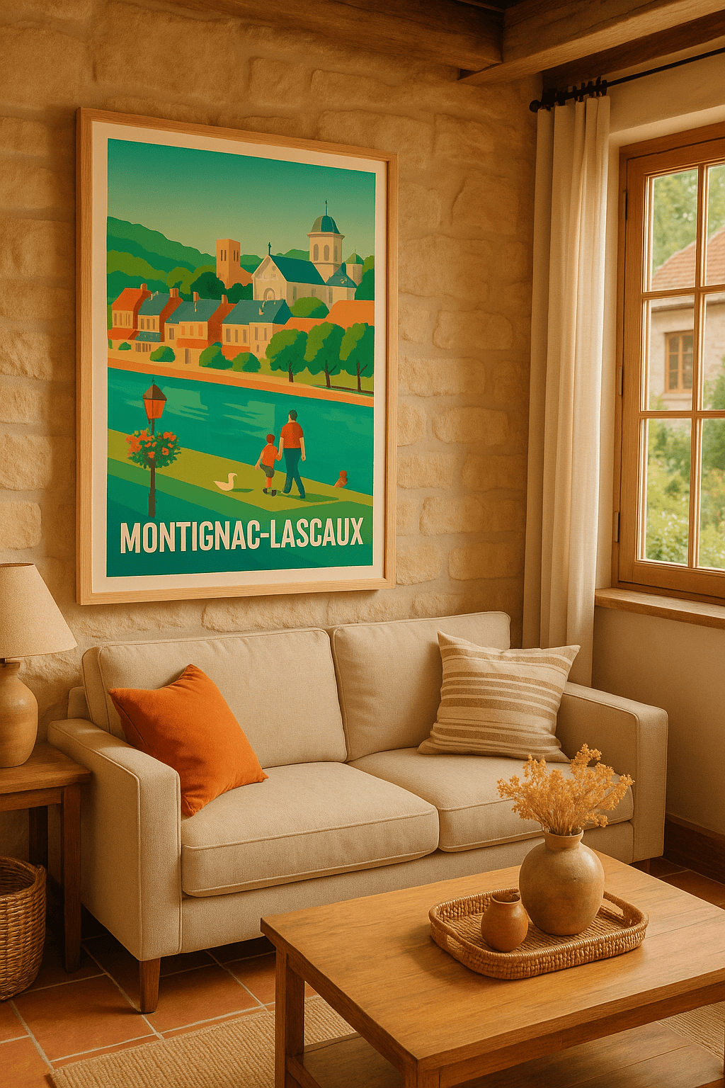 Dordogne France Affiche de Montignac-Lascaux - Charme d'une balade au bord de l'eau