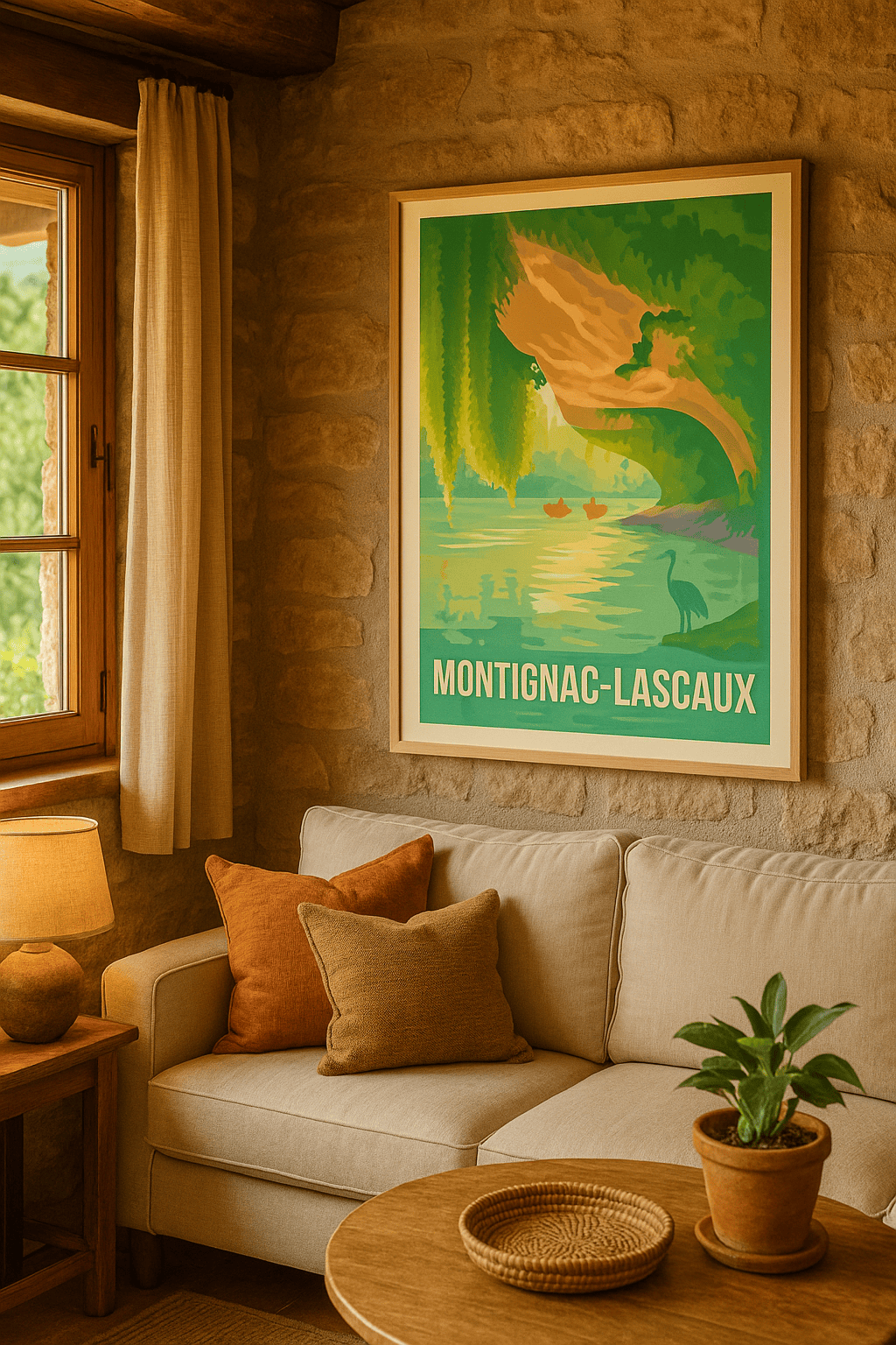 Affiche Montignac-Lascaux — Sérénité au fil de l'eau · poster d'art de Montignac-Lascaux