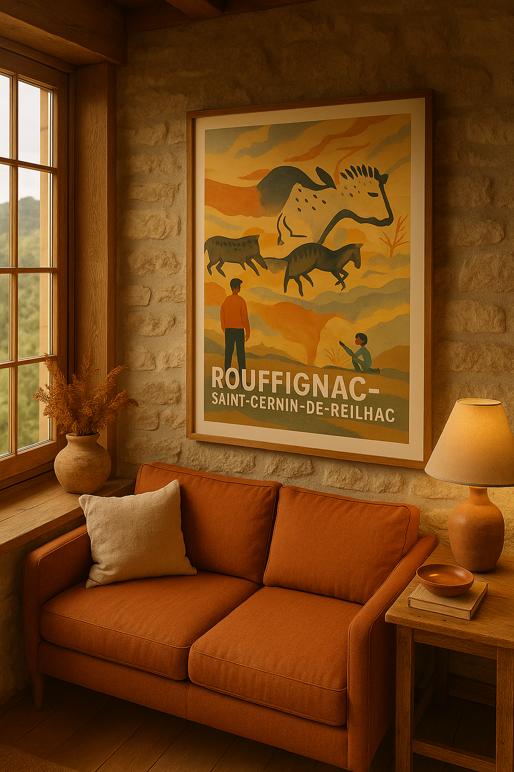 Dordogne France Affiche de Rouffignac-Saint-Cernin-de-Reilhac - Voyage préhistorique en images