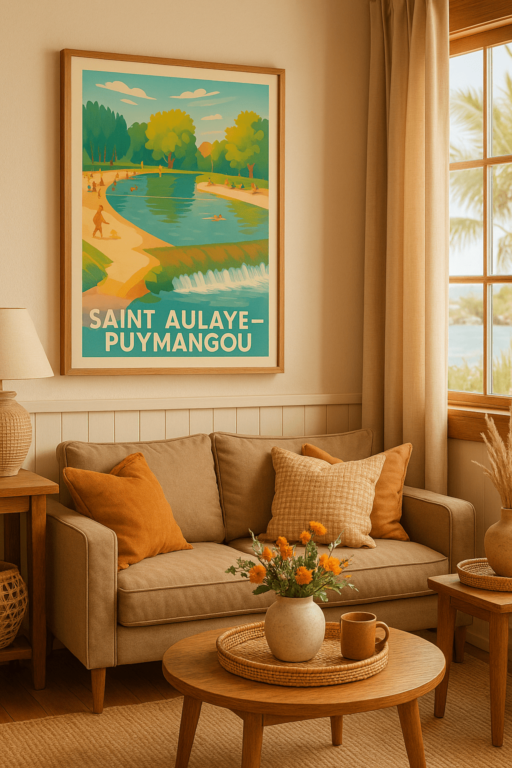 Dordogne France Affiche de Saint Aulaye-Puymangou - Évasion et détente au bord de l'eau