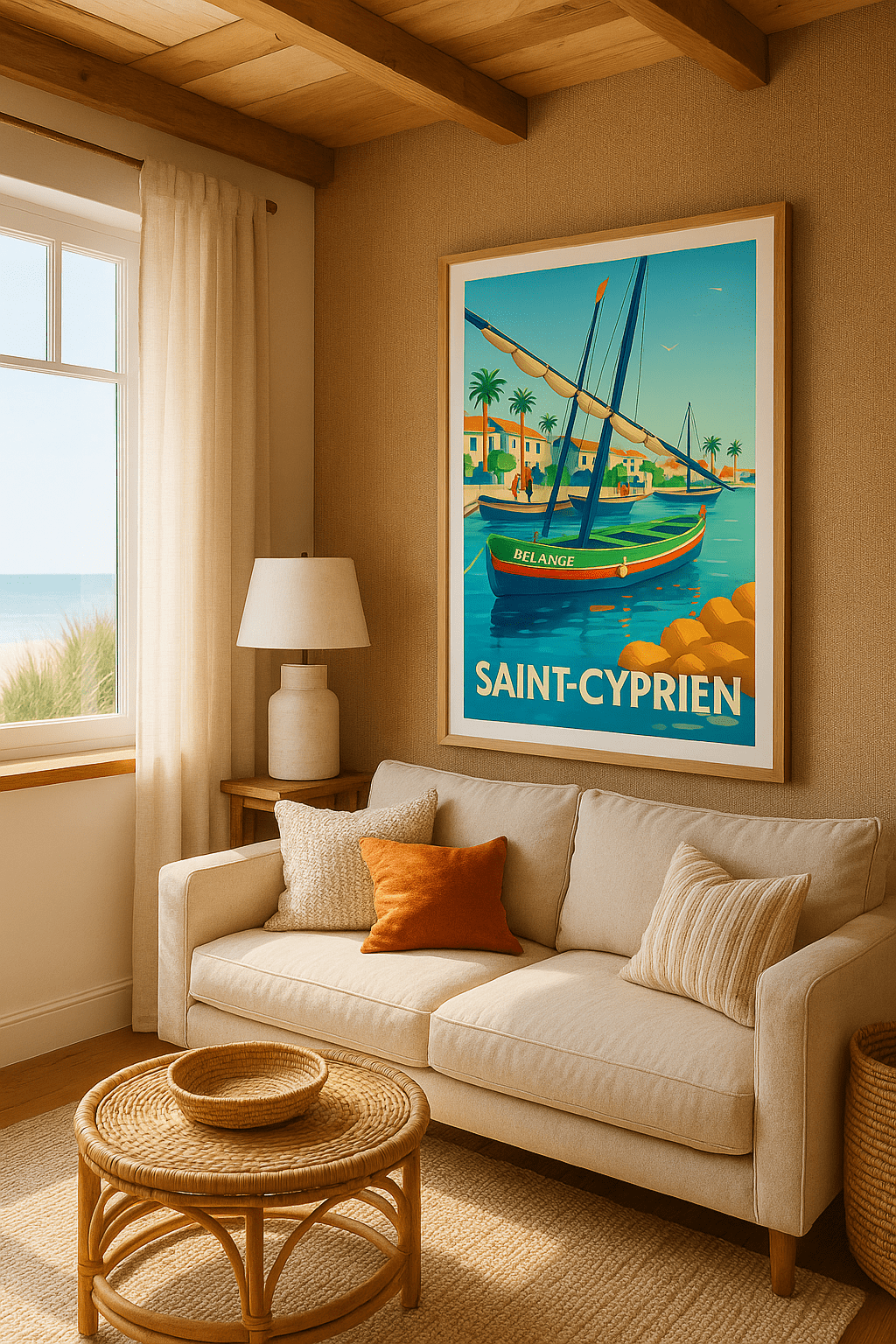 Affiche Saint-Cyprien — L'élégance méditerranéenne au port · poster d'art de Saint-Cyprien