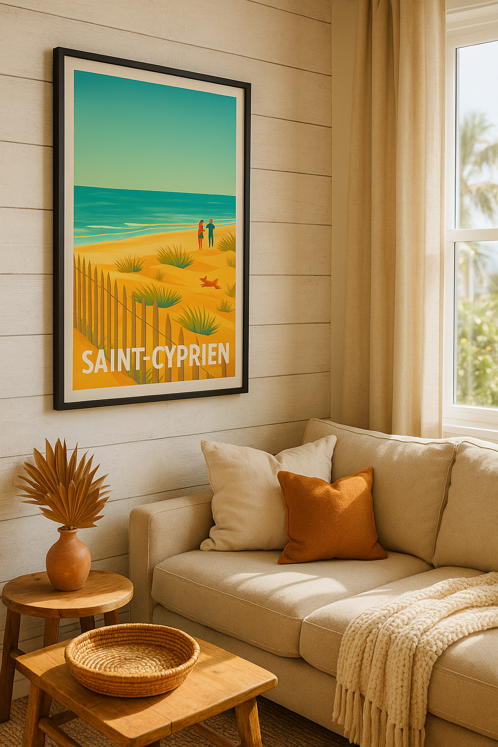 Affiche Saint-Cyprien — Promenade au bord de la Méditerranée · poster d'art de Saint-Cyprien